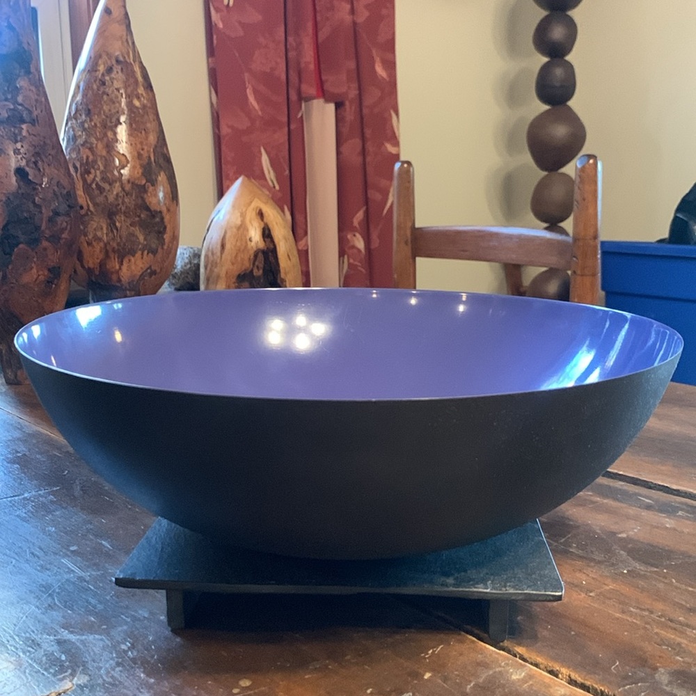 HUGE REISSUED 15” KRENIT BOWL COBALT BLUE NORMANN COPENHAGEN MIDCENTURY …